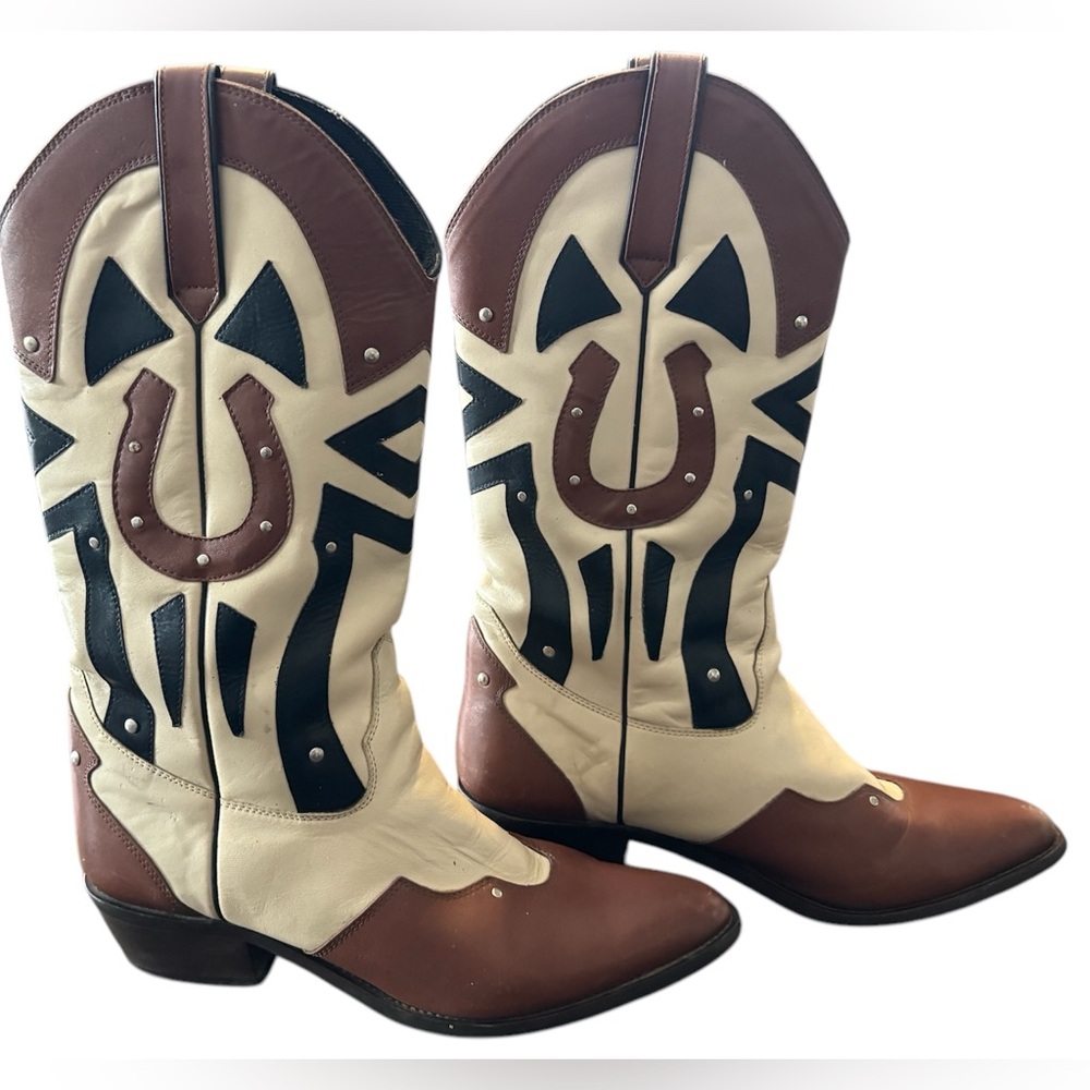 ACME Brown, Cream & Black Western Cowboy Boots